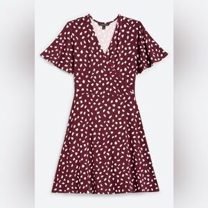 41 HAWTHORN Elisse Knit‎ Surplice Dress burgundy LP stitch fix nwt